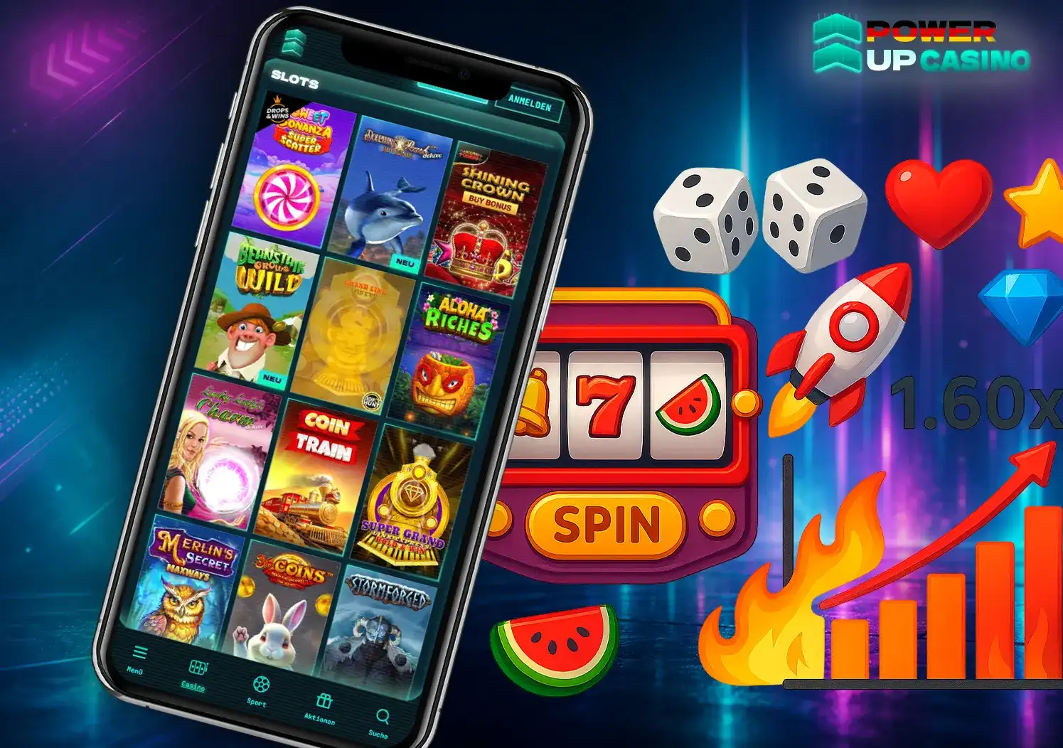 Beliebte Spielautomaten auf Ihrem Smartphone mit Slots und Spin-Button